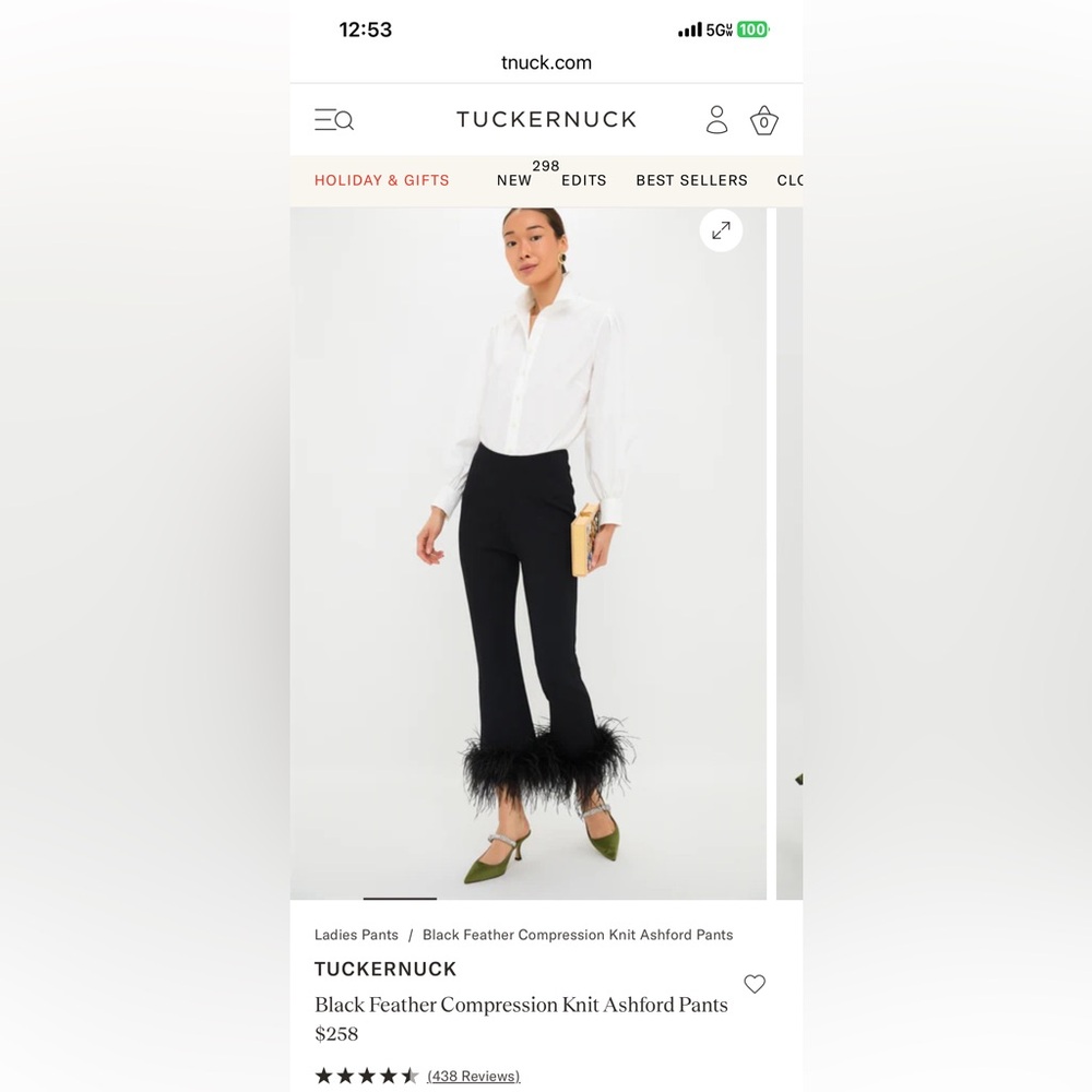 Tuckernuck Black Feather Trim Cropped Pants